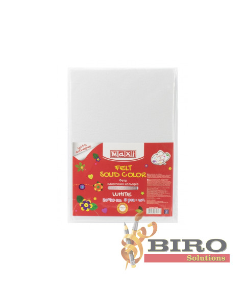 Fetru autoadeziv, 20x30cm, 180g/m2, alb, 5 foi, MAXI